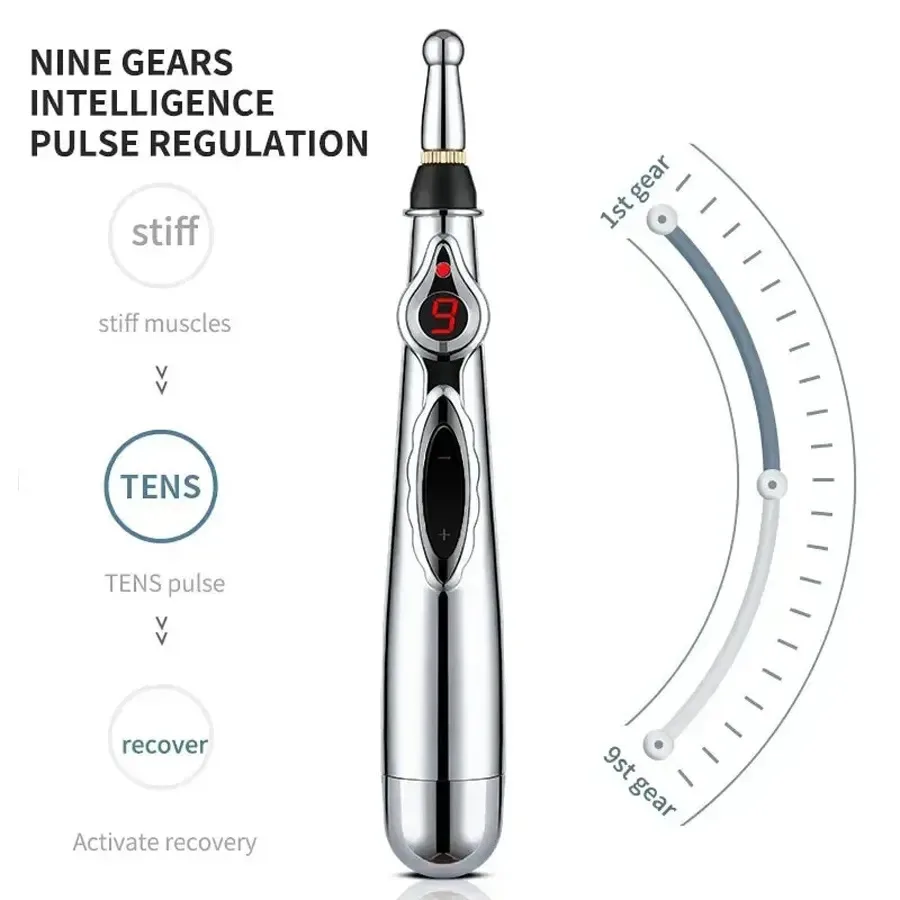 9 Gears Body Massage Pen Meridian Energy Massage Pen Electronic Acupuncture Pen Muscle Relax Body Deep Tissue Massage Tool