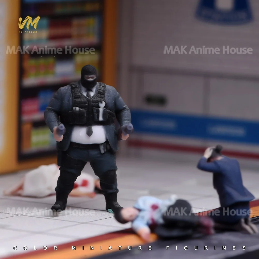 3D Print Figures 1/64 1/43 1/24 1/18 Masked Armed Robber Hostage Body Robbed Bank Overweight Men Realistic Model Scene Car Toys image 15