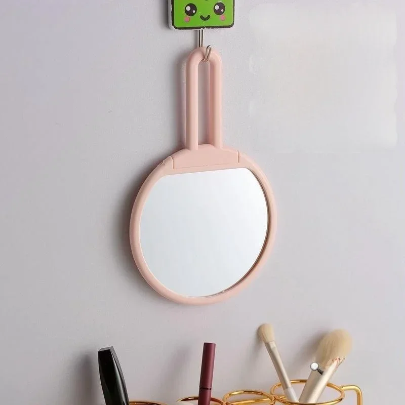Portable Standing round Table Top Wall Hanging High Definition Student Dormitory Makeup Mirror with Handle Small Mirror