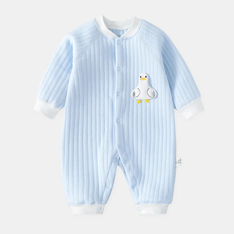 Newborn Baby Romper Cotton Clothes Winter Clip Cotton Three Layers Warm Jumpsuit Boys Girls Long Sleeve Pajamas 0-3-6-9-12-24M
