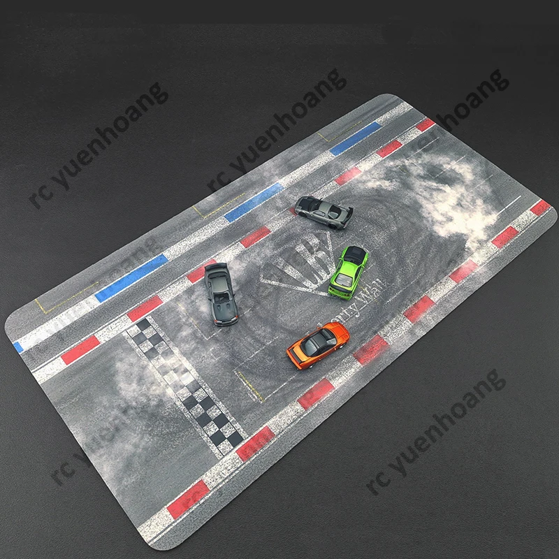 1PCS 60x30cm 레이싱 드리프트 매트 시뮬레이션 레이싱 트랙 장면 마우스 패드 장식 오너먼트 촬영 소품 (1/64 스케일 자동차 모델용)