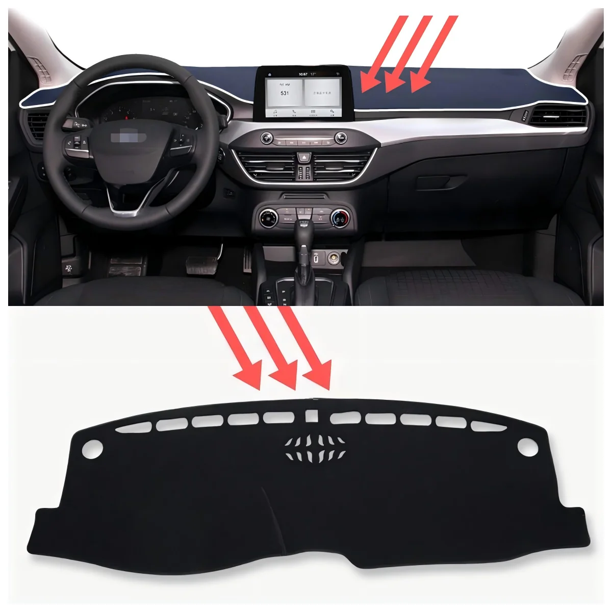 

LHD Car Dashboard Cover For Ford Focus 4 2019-2024 Dash Mat Pad Dash Board Cover Carpet Sun Shade DashMat Anti-UV Car Stling