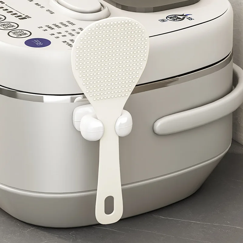 Selbstklebender Reislöffelhalter Küchen-Reiskocher-Löffelaufbewahrungsregal Platzsparender Wandmontierter Organizer für den Hausgebrauch – Detail 2
