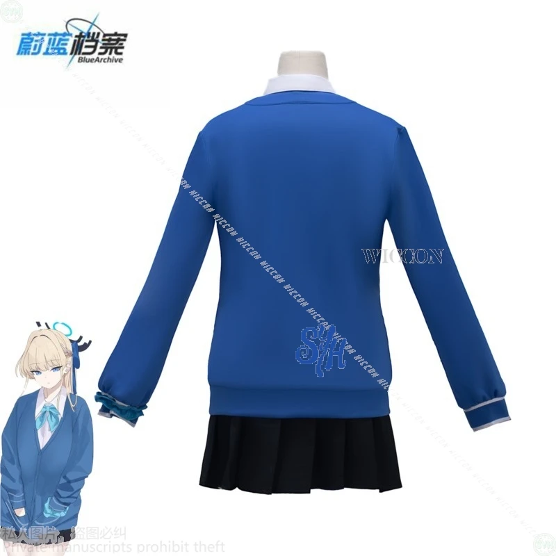 Anime Game Blue Archive Asuma Toki Cosplay JK Kawaii Jirai Kei Long-Sleeve Dark Blue Knitted Sweater Dress for Girls Lolita Hall