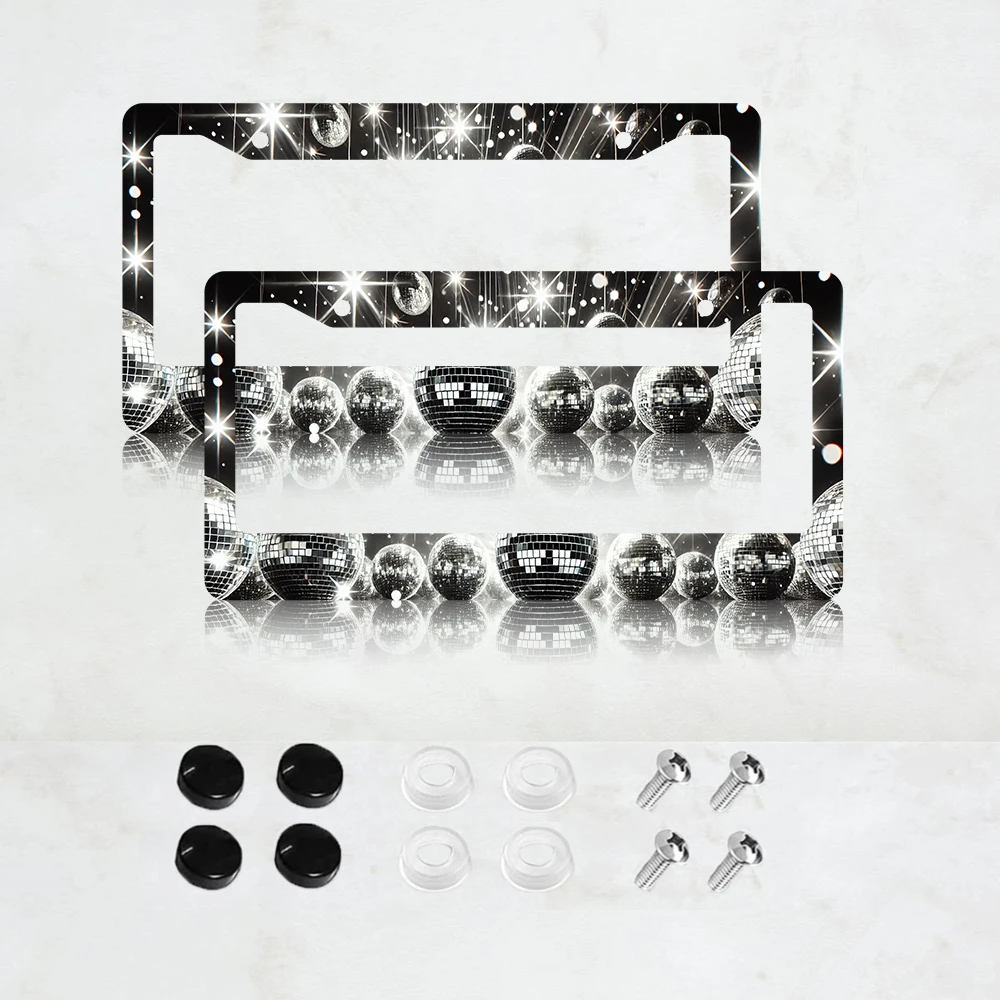 

2 шт. металлические рамки для номерных знаков с эффектом диско-шара, декоративные аксессуары для автомобиля, 6x12 дюймов