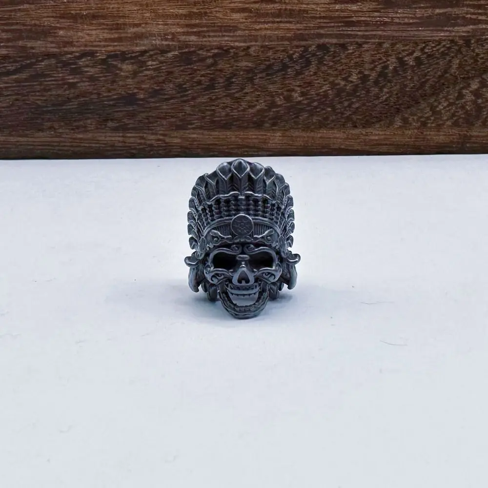 

DIY Tools African Tribal Chieftain Brass EDC Skeleton Pendant Crown Manual Brass Crown Skull Beads Copper Creative Umbrella Rope