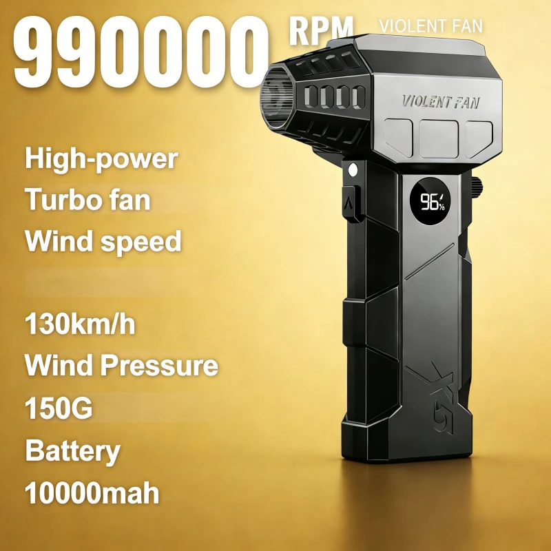 

Усовершенствованный портативный вентилятор TurboFan X5 Mini | Промышленный бесщеточный двигатель для работы при высокой скорости ветра (70 м/с)