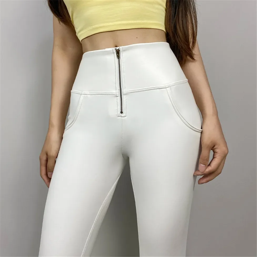 Shascullfites Pu High Waisted Pants Wet Look Faux Leather Pants White Fleece Lined Push Up Leggings