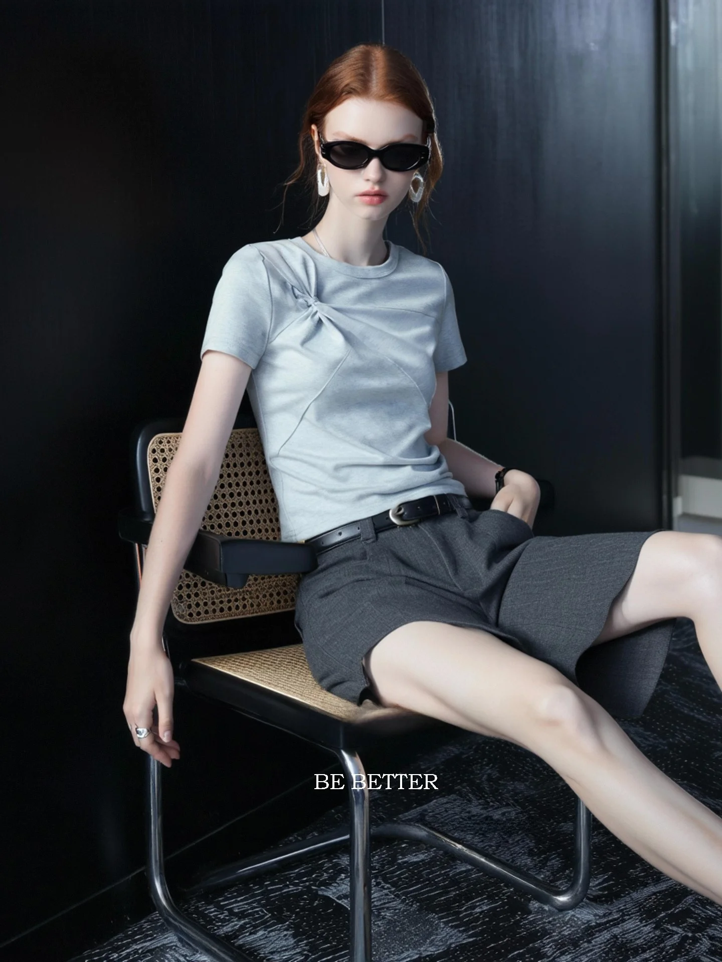 

Huaappuw Casual Knot Short Sleeve T-Shirt Women's Slim Fit Summer New Style Design Sense Top French Style Universal Fit