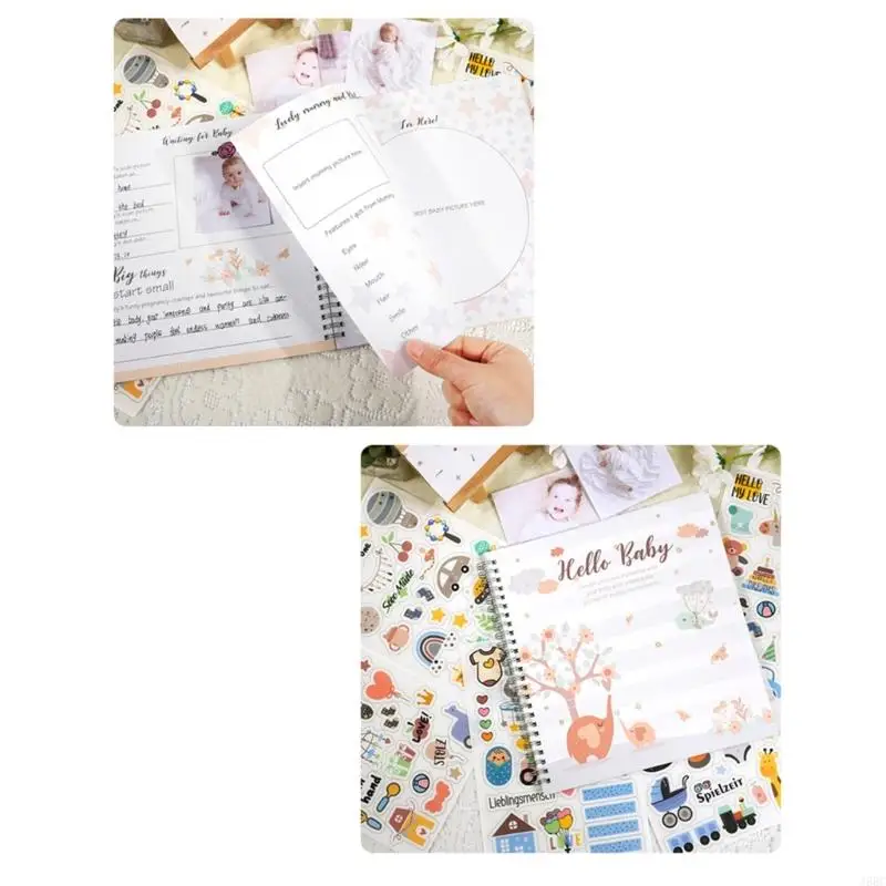 J6BC Geschlechtsneutral Baby Journal Baby Scrapbook Foto von Schwangerschaft bis Alter 1 Baby Memory Book für Baby Boy oder Girl