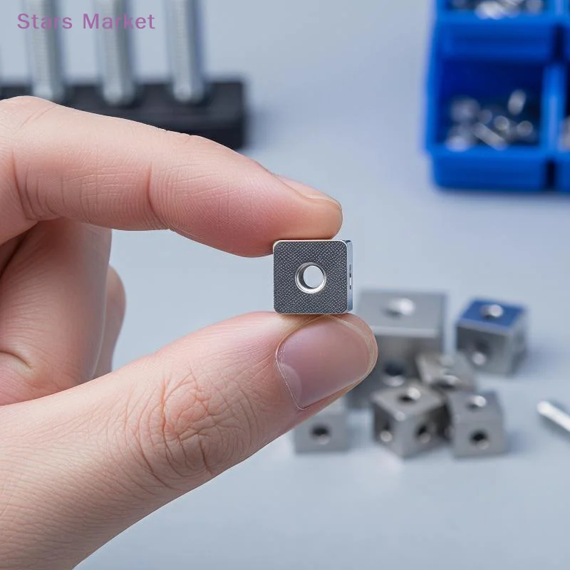New 10pcs Hexagonal Nut M3 Screw Cube Nut Three-Sided Fixed Block Connector DIY Aluminum Alloy Square Nut