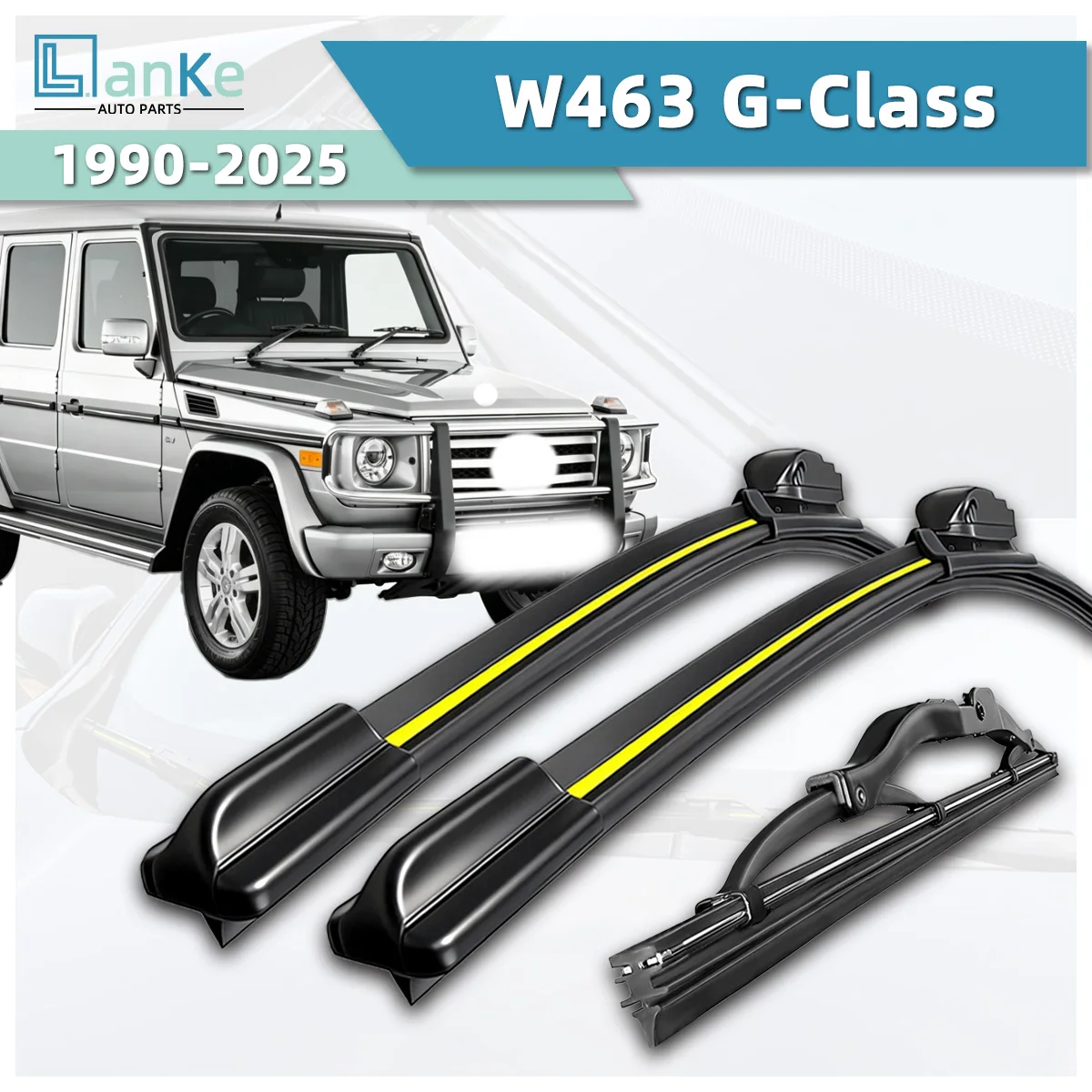 Lanke Wiper Fit For Mercedes Benz W463 G-Class (1990-2025) Natural Rubber Strip Boneless Silent Car Windshield Wiper Auto Parts