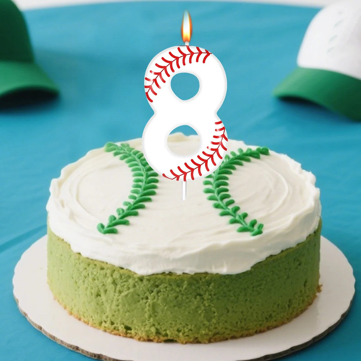 Baseball Themed Birthday White Number0-9 Candles, Boys Girls Kids Happy Birthday Cake Topper Reunions Theme Party Supplies Gifts