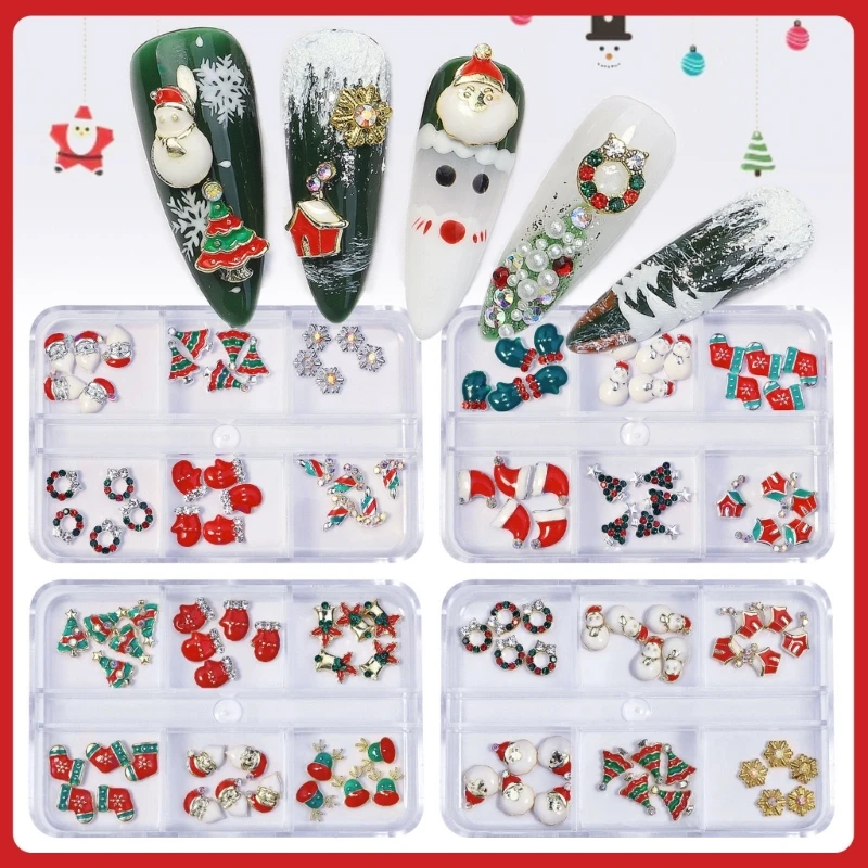 Prachtige Nail Art Charms Metalen Kerst Nail Art Strass Benodigdheden Kerstserie Nagelbedels voor DIY Nageldecoratie