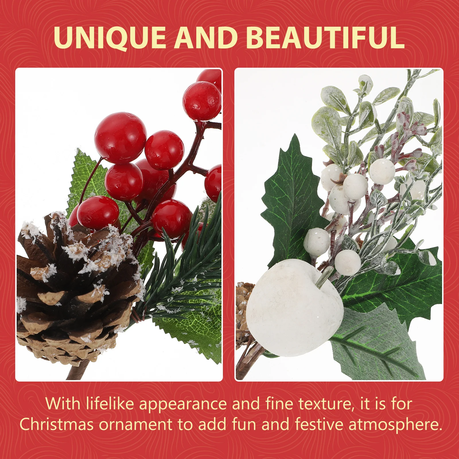 

4pcs Artificial Berry Stems Red Berry Ornament Flower Arrangement Material Christmas Decoration Party Supplies Wreath Garland