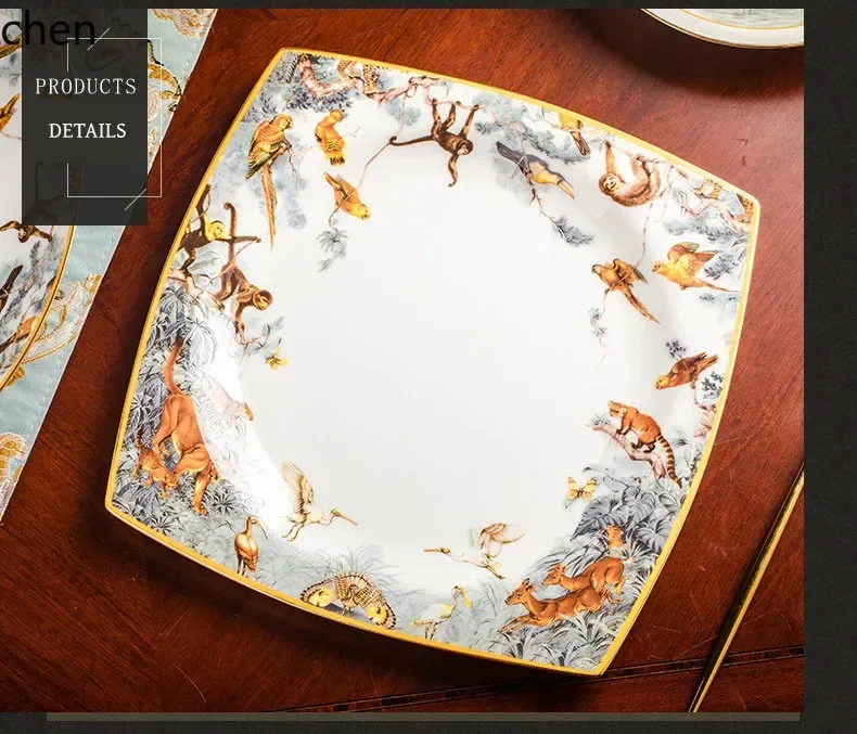 ZML piece complete tableware set Luxury bone china dinnerware sets rice bowl plate chopsticks kitchen dishes dinner dish set