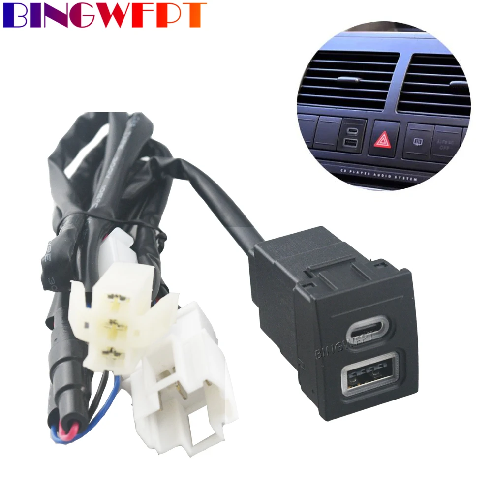 Car Phone Charger Socket Double QC3.0 Type C PD USB Charging Power Adapter For VW Volkswagen Polo 9n Polo 9n3 04-11 Accessories