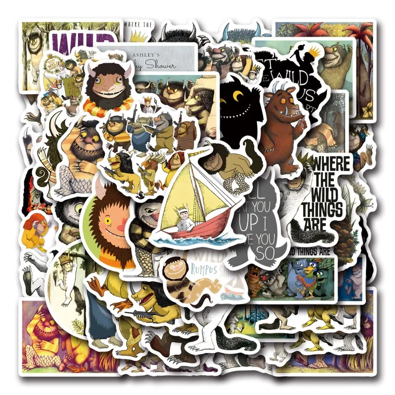 55pcs Picture Book Where The Wild Things Are Graffiti Stickers Decals Suitcase Laptop Computer Decoration DIY Kids Classics Toy