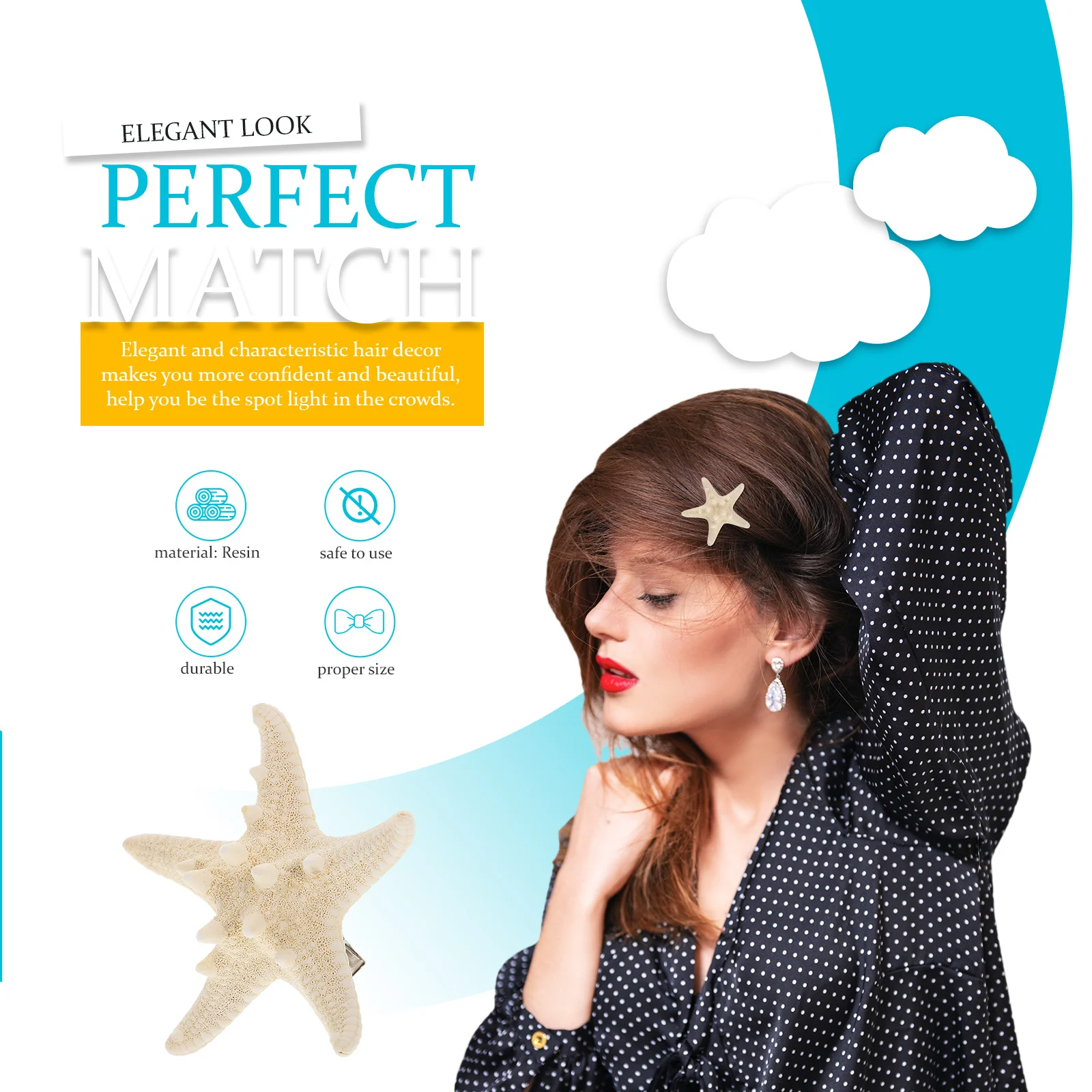 

6pcs Sea Star Hair Clips Ocean Style Barrettes For Women Star Hairpins Fashion Chic Hair Accessory Decor Perfect For Party Prom