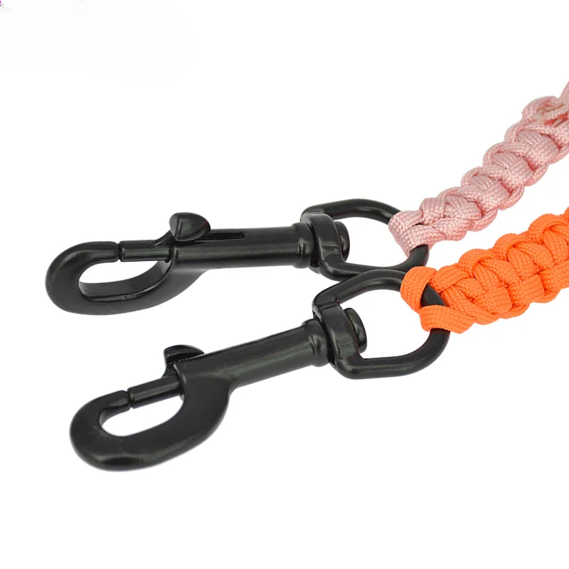 Hand woven rope single head hook 316 stainless steel diving BCD equipment anti-lost rope underwater luminous safety rope buckle