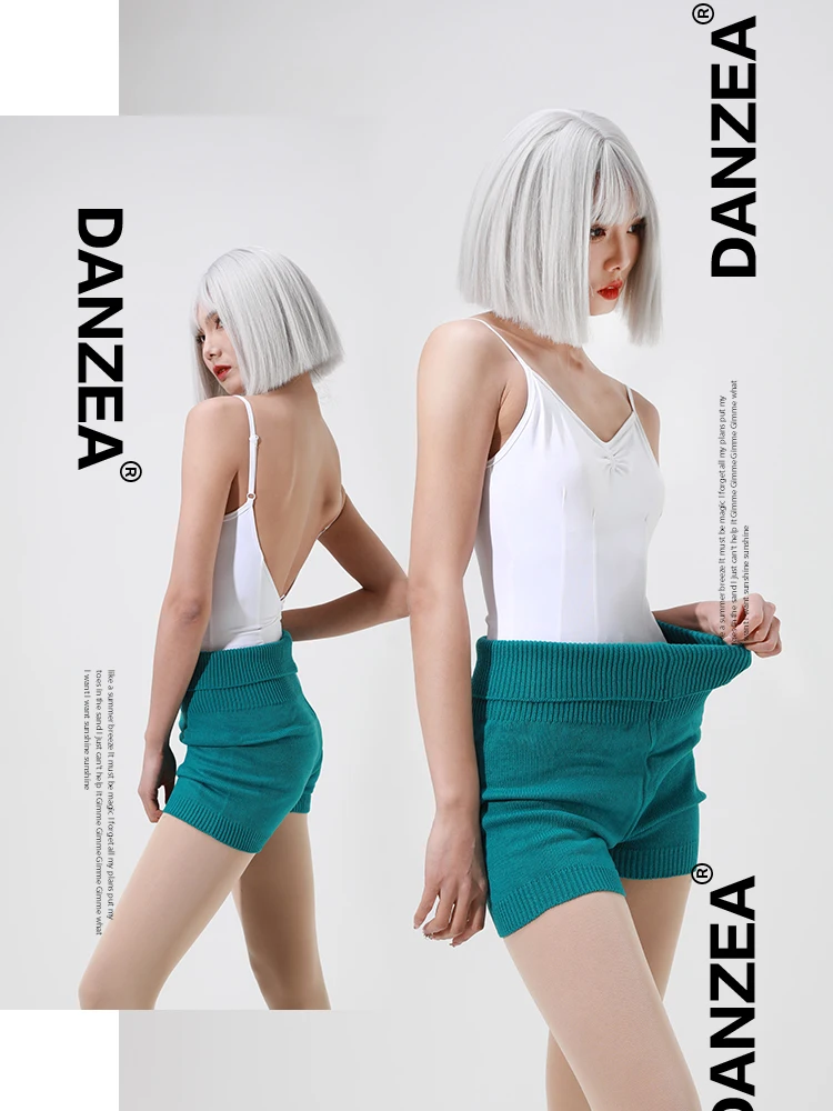 سروال رقص باليه دافئ محبوك من دانزيا، ملابس تدريب قصيرة للنساء للرقص، بدلة تدريب للرياضيين، ملابس رقص حديثة