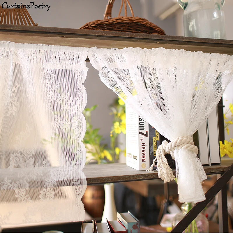 

Vintage Lace Curtains Romantic Flowers and Branch Sheer Lacy Curtains for Living Room French Door 1 Piece Rod Pockets Home Decor