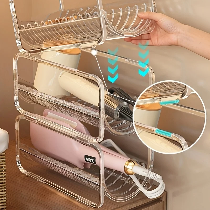 1pc Hair Curling Iron Storage Rack, Hair Dryer Storage Box,Hairbrush Organizer, Item Storage Rack, Straight Hair Comb Organizer