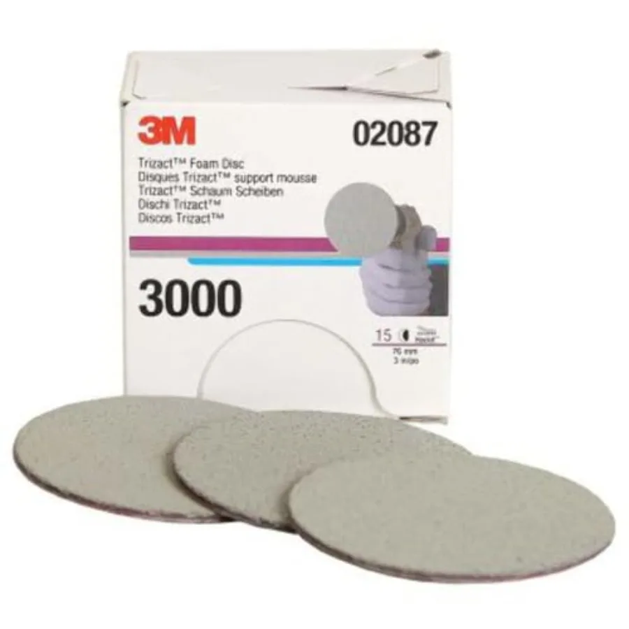 

02087 Trizact Hookit Foam Discs 3 inch P3000 Grit 15 Per Box