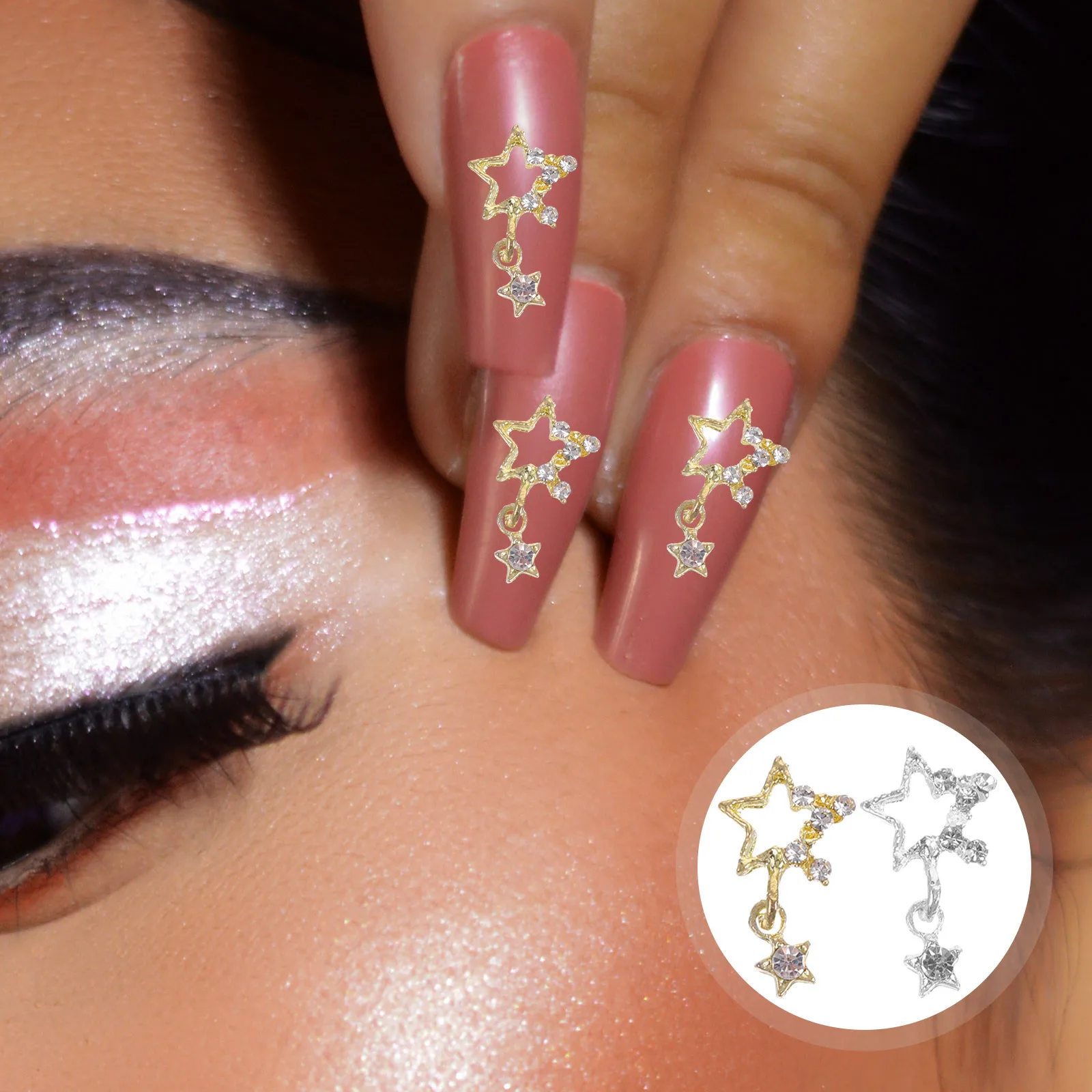 

30Pcs Star Rhinestone Nail Charms Metal Decorations for Acrylic Nails DIY Manicure Nail Decor Glamorous Designs