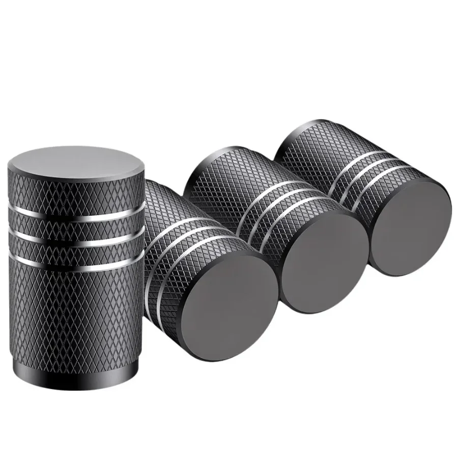 4Pcs Car Tire Valve Stems Cap Knurling Style Tire Valve Cap Aluminum Tire Wheel Stem Air Valve Cap Car Universal Accessories