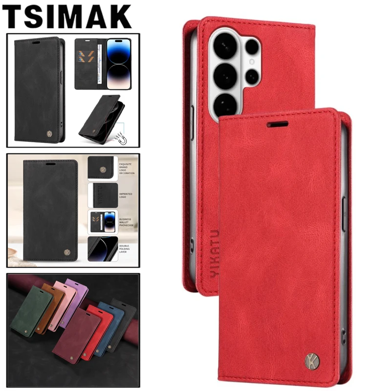 Flip Brieftasche Fall Für Samsung S26 Ultra S25 Rand S24 Plus S25 FE Coque Haut freundliche Leder Telefon Abdeckung für Galaxy S26 + Fundas