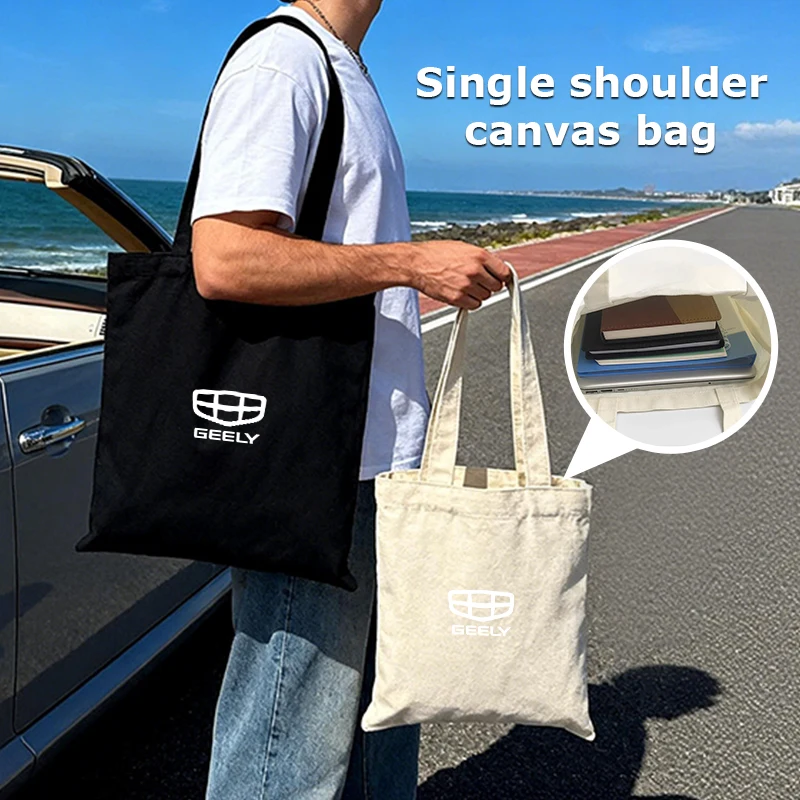 Foldable Canvas Grocery Handbag Organizer Shopping Storage Bag For Geely Ttugella Geometry C Coolray Emgrand Atlas Pro EC7 GX3
