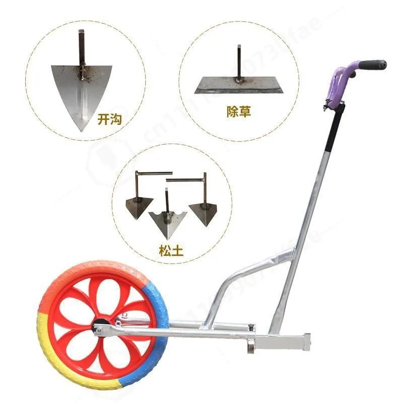 Hand Push Weeder Multi Function Farm Cultivator Hand Push Ditching Machine for Farm Weeding Loosening Soil Tilling