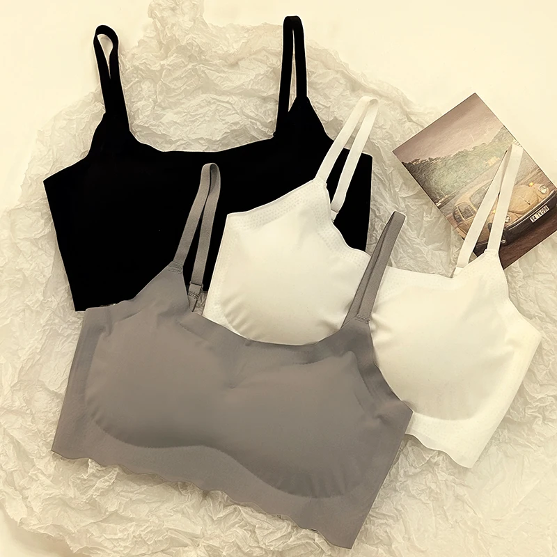 Women Non-wire Padded Bralette Seamless Underwear Sexy Lingerie No Steel Ring Sleep Support Bra Yoga Exercise Sports Fitness Top