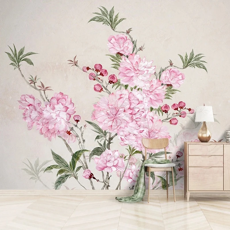 Plum Blossom Background Wall Mural New Chinese 3D Hand-painted Flowers Birds Bedroom Wallpaper Interior Decoration Paingting