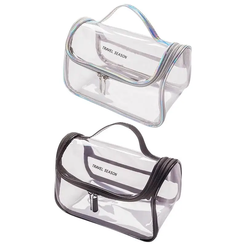 Travel Cosmetic Bag Clear Large Capacity Makeup Bag Stylish Makeup Bag For Business Trip Portable Toiletry Bag For Home Gym