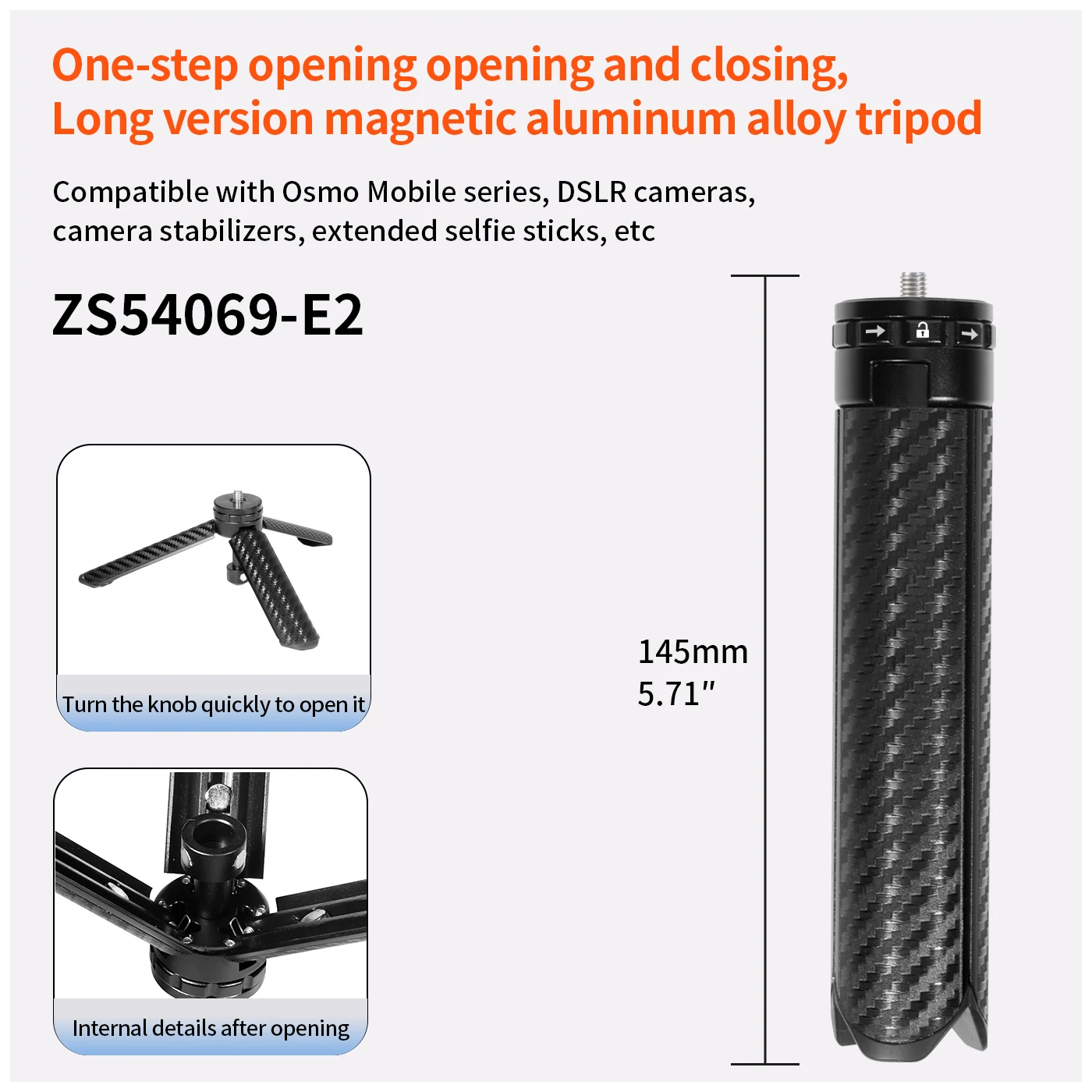 Mini-Vlog-Stativhalterung mit 1/4-Zoll-Adapter für Gopro Insta360 X6 X5 Air OSMO 360 II Action 5Pro Einbeinstativ Selfie-Stick-Stange – Detail 23