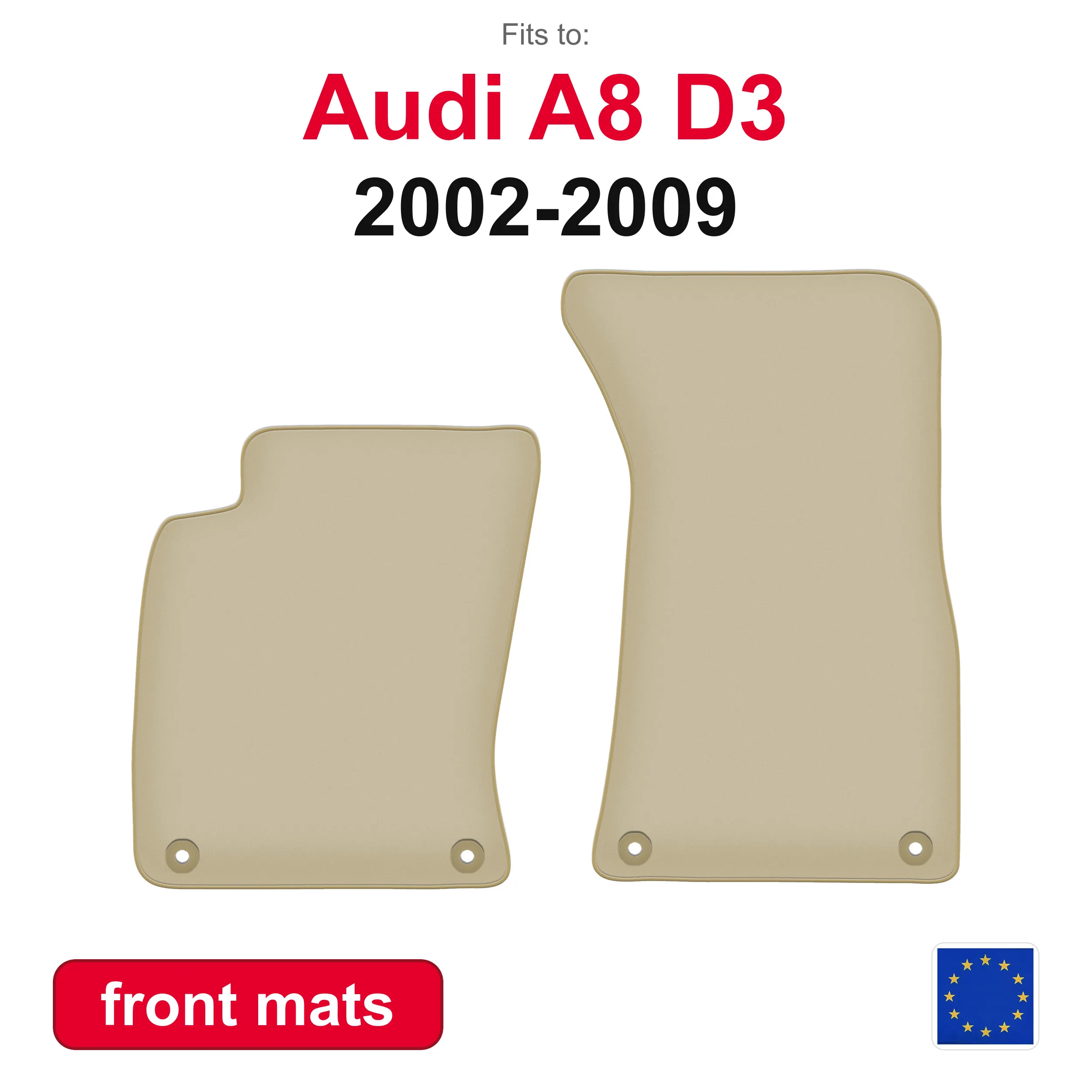 PREMIUM Auto-Fußmatten für Audi A8 D3 Limousine (2002-2009) - Beige 2-teiliges Set Vordere Autoteppiche Bodenmatten