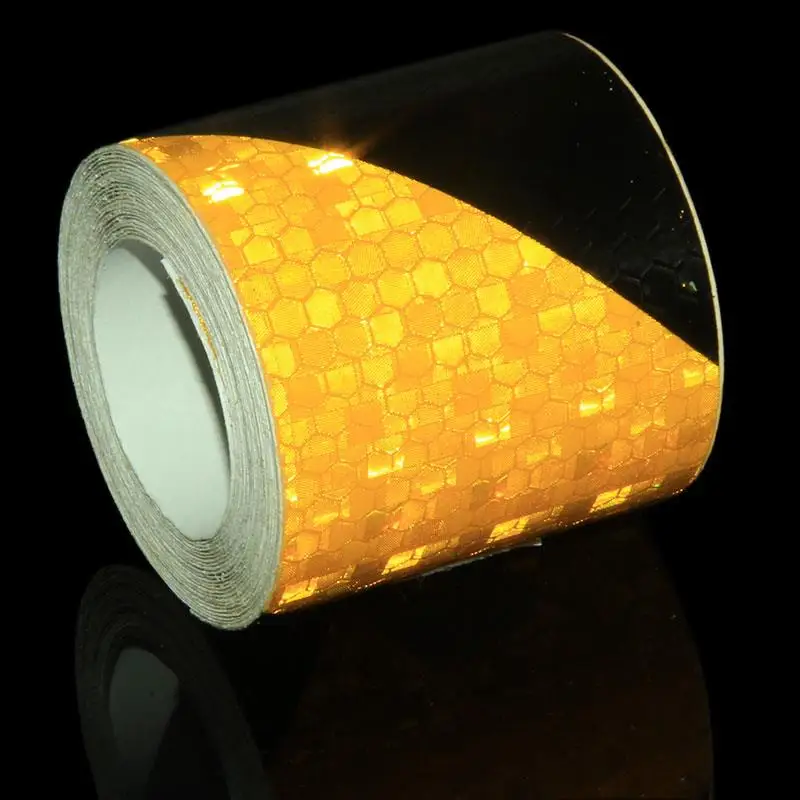 5Cm X 5M Zelfklevende Reflecterende Tape Voor Fiets Auto Sticker Glow In The Dark Tape Geel Zwart Twill waarschuwing Bike Reflector Sticker