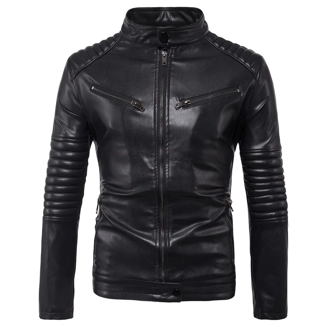 

Leather Jacket Men Autumn Motorcycle PU Leather Jacket Mens Stand Collar Casual Windbreaker Ropa De Hombre Slim Coat 4XL