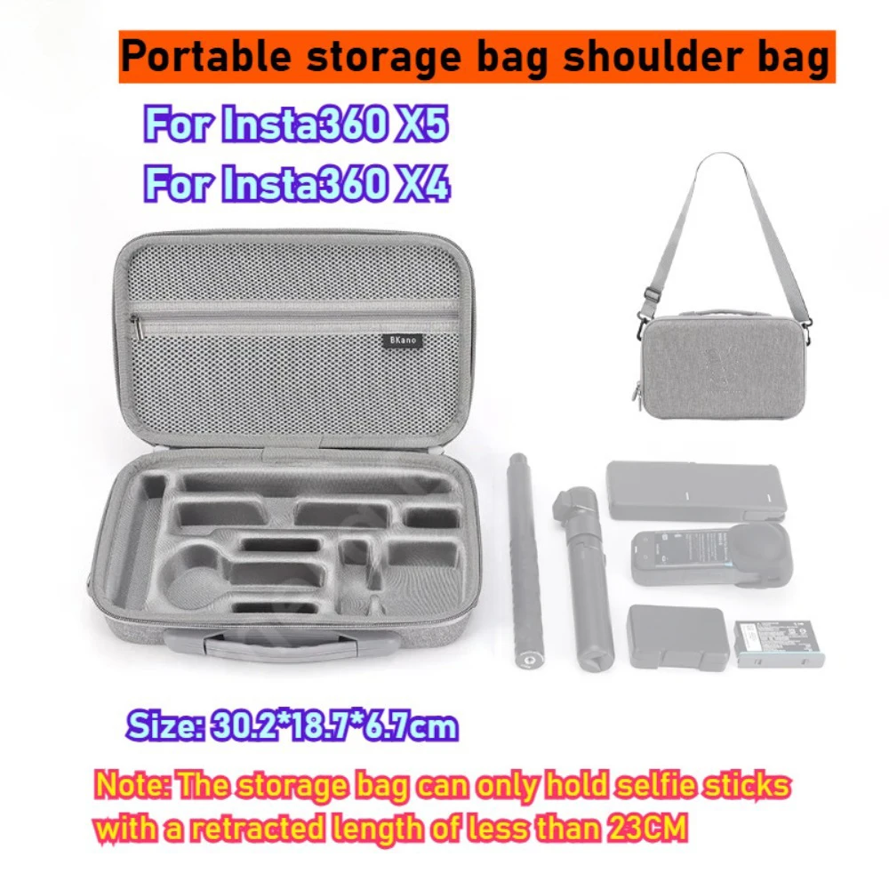 Borsa a tracolla protettiva portatile portatile per custodia da trasporto Insta360 X5 Borsa di stoccaggio con guscio rigido in EVA per accessorio caricatore per fotocamera