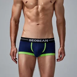 SEOBEAN Calzoncillos tipo bóxer de algodón de invierno 2025, nuevos calzoncillos tipo bóxer con contraste de Color para hombres