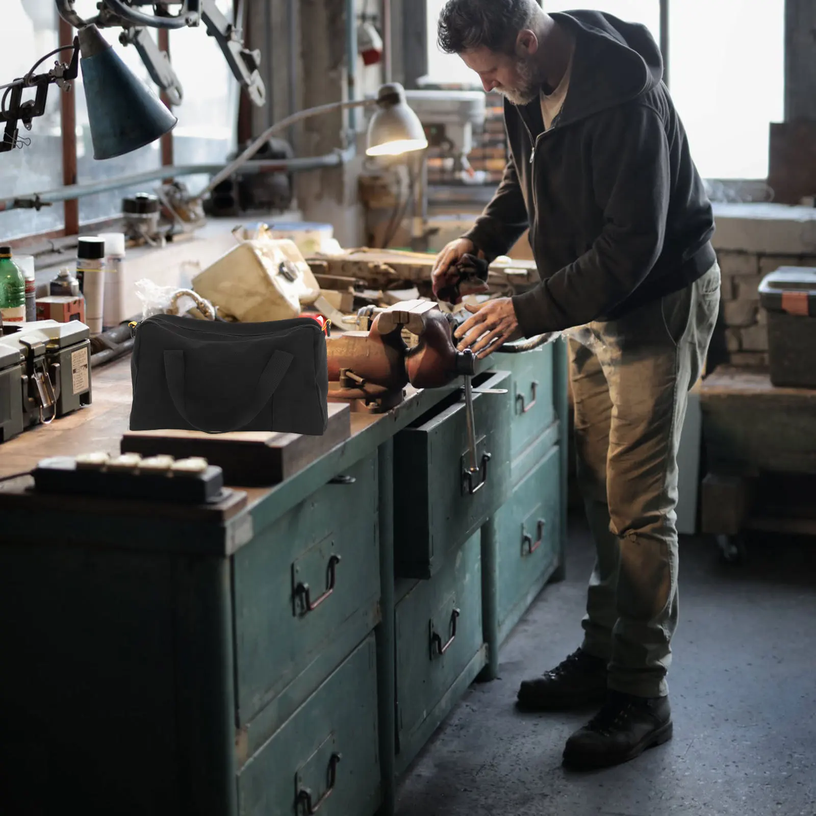 

Multifunctional Tool Bag Large Capacity Heavy Duty Canvas Storage Organizer Portable Repair Tool Carrier For Electricians