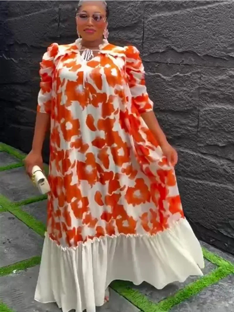 Sukienki wieczorowe afrykańskie plus size dla kobiet 2025 nowa letnia moda Dashiki Ankara nadruk elegancka muzułmańska sukienka maxi