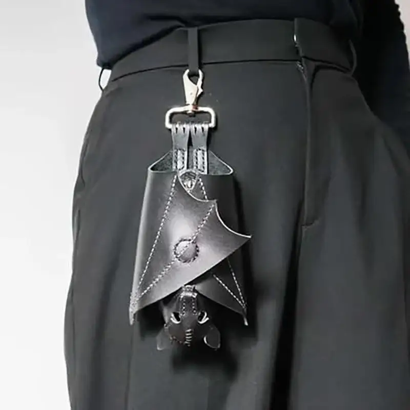 PU Leather Bat Coin Purse With Bat Keychain - Bat-Themed Zippered Coin Pouch Wallet Suitable For Women's Dress & Bat Costumes