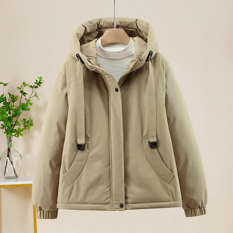 

Women's Fleece Lined Thickened Cotton-Padded Jacket Winter Warm Stylish Casual Versatile Coat Trendy Outerwear