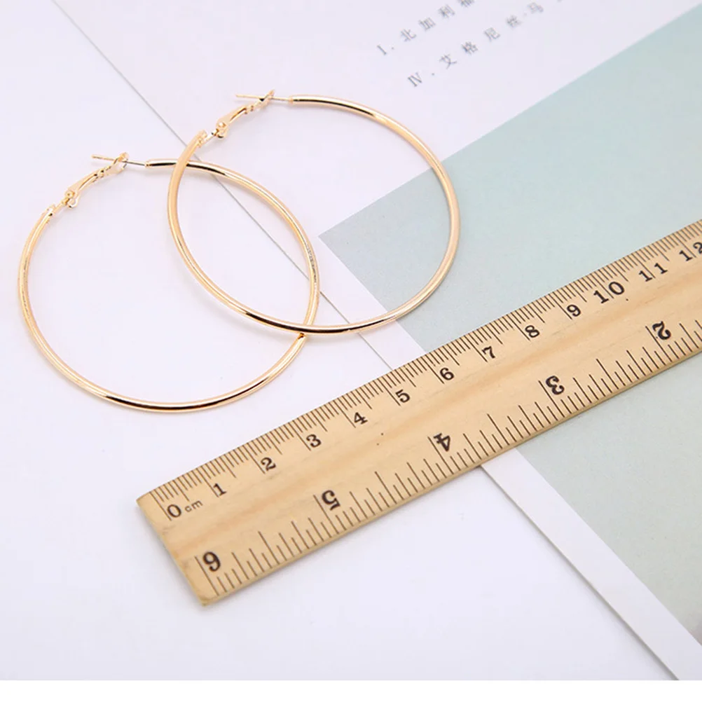 

Unisex Metal Smooth Big Large Earrings Round Circle Earrings Jewelry for Women Men 4CM (Gold)