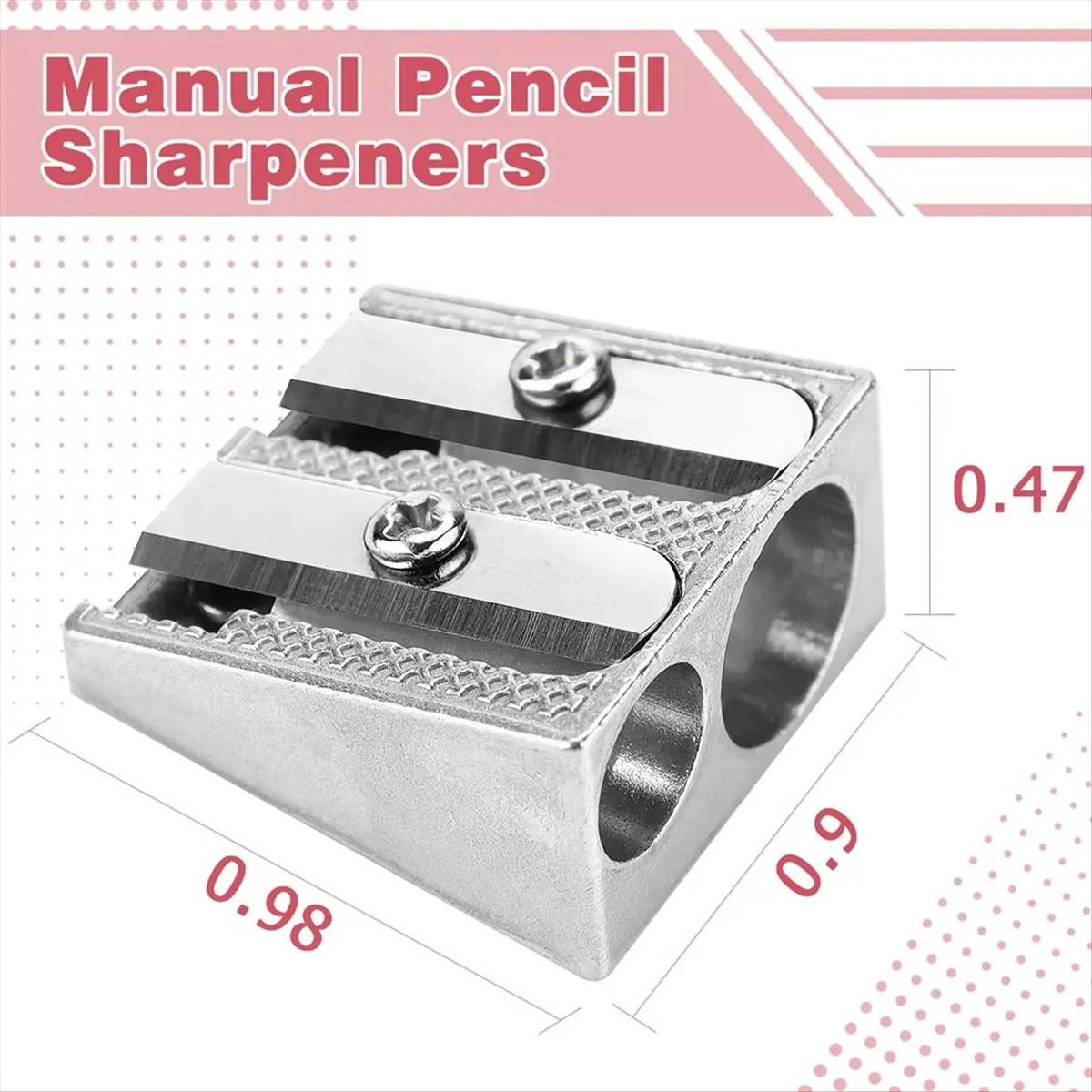 A20I Handheld Metal Pencil Sharpener with 2 Holes, Pack of 8