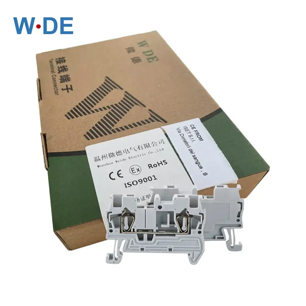 100 Pcs ST-1.5 Din Rail Terminal Block Spring Connector Electrical Return Pull Type Spring Cage Connection Wire Conductor