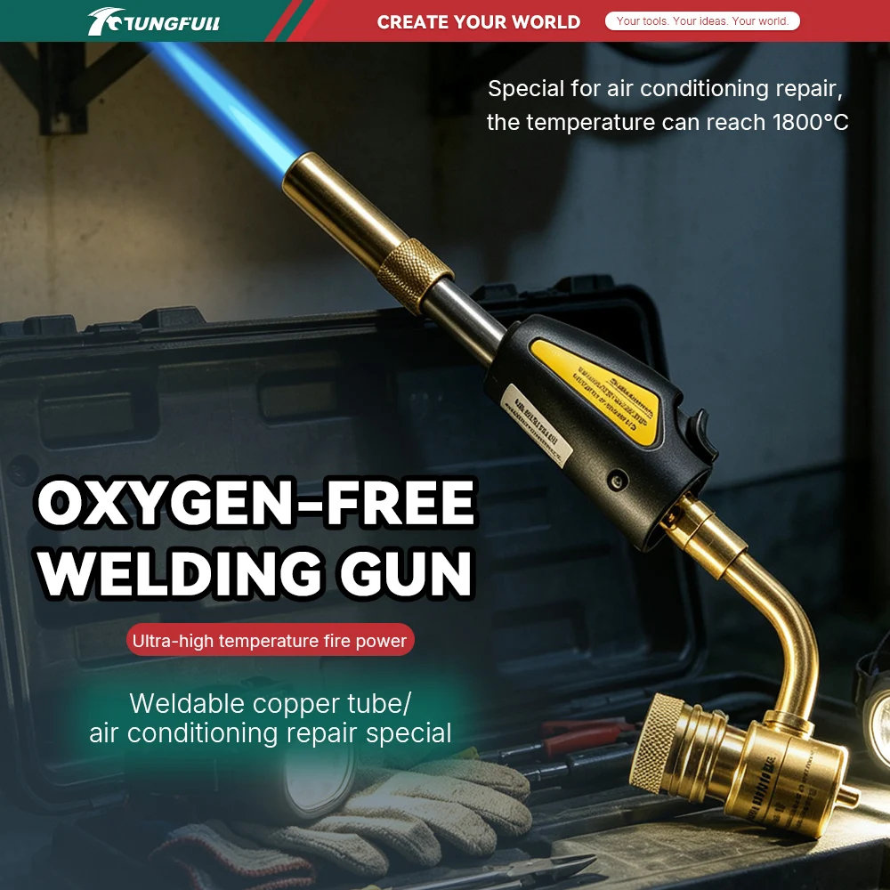 Portable Mapp Gas Torch Brass Welding Torch Head Self‑ignition Handheld Gas Blow Torch For Soldering Brazing Heating Cooking